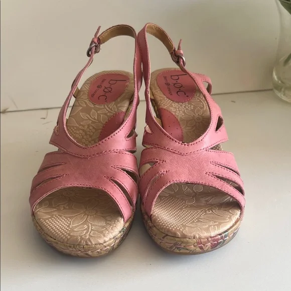 b.o.c. Pink Floral-Trim Slingback Wedge Sandals - Picture 2 of 8
